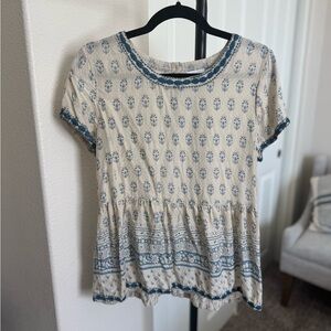 Sigrid Olsen Boho Embroidered Peplum Top – Size M